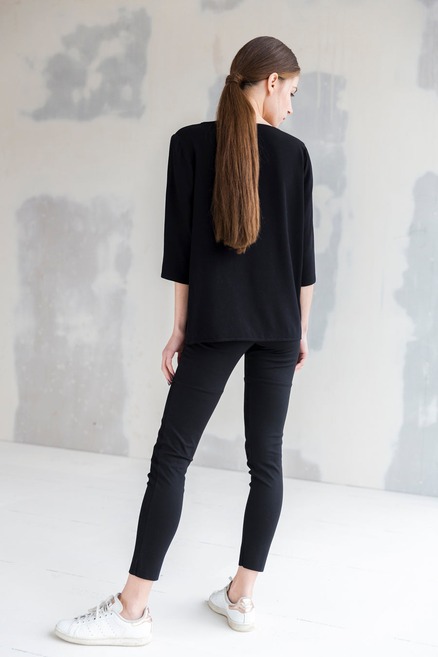 Blouse with slit sleeves